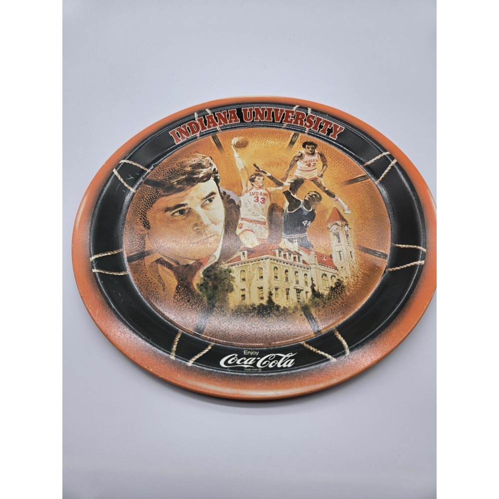 VINTAGE 1976 COCA-COLA INDIANA UNIVERSITY BASKETBALL PLATTER Bob Knight 12.25"